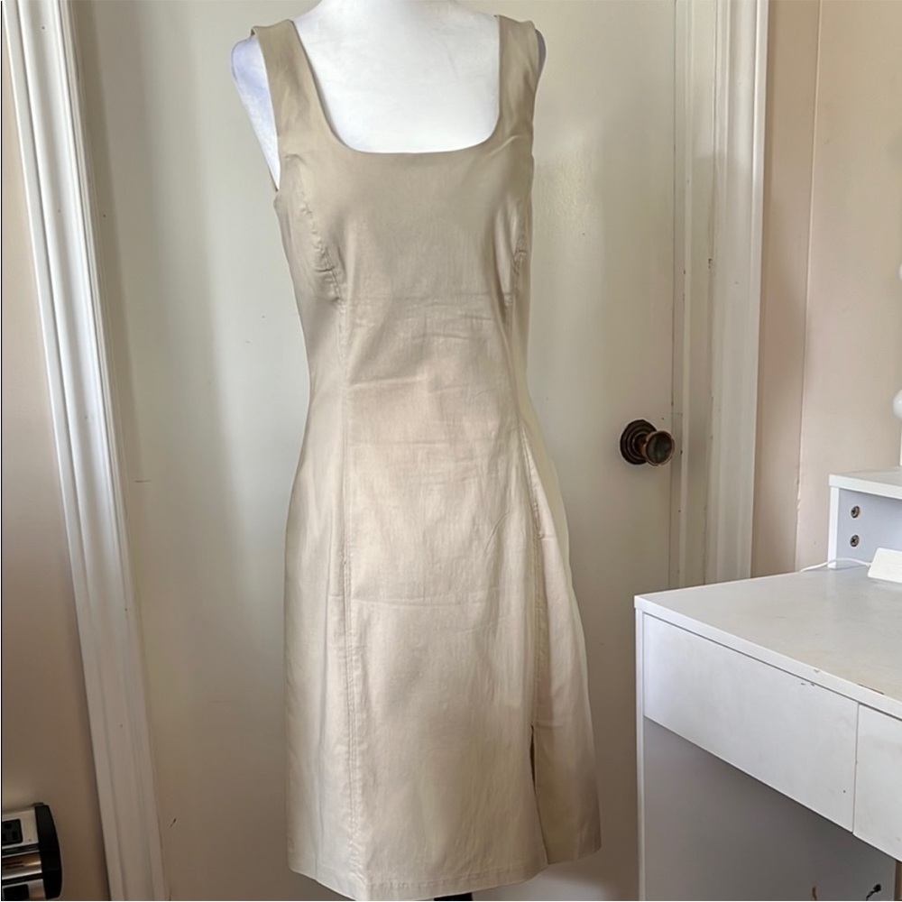 Smart Set | Women’s Size 7 Elegant Cream Sleeveless Midi Dress (Has Stretch!)